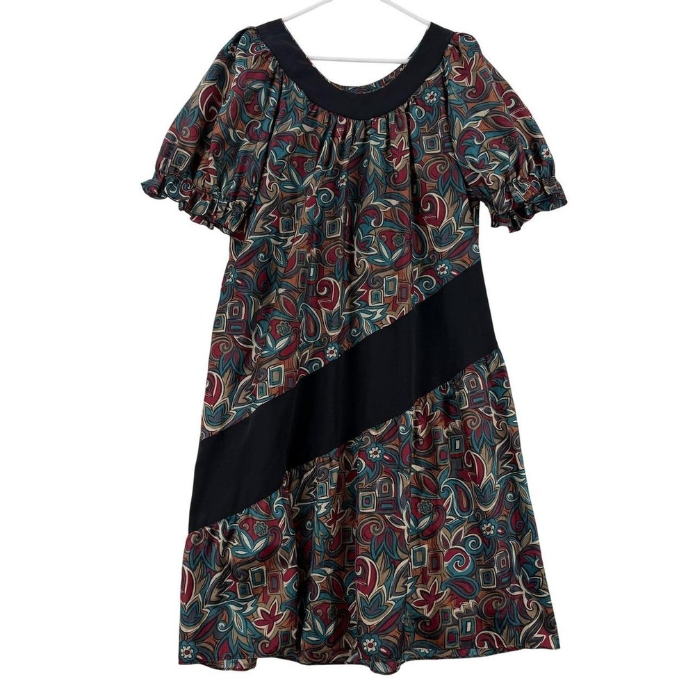 Vintage Naturally Petite Dress Womens Large Multicolor Ruffle Muumuu Hawaii